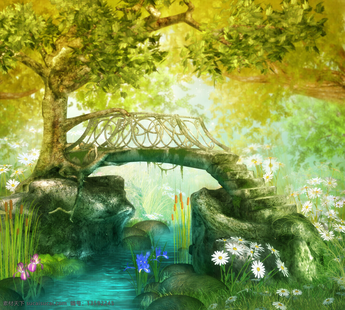 梦幻森林 风景 美丽 壁纸 海报 山水 星空 雪山 梦幻 森林 背景 流水 小桥 广告背景 图片分享 自然景观 自然风光
