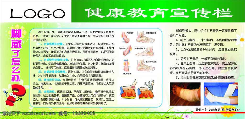 脚崴了怎么办 健康教育 宣传栏 脚伤漫画 医院 宣传 脚伤 问号卡通 白色