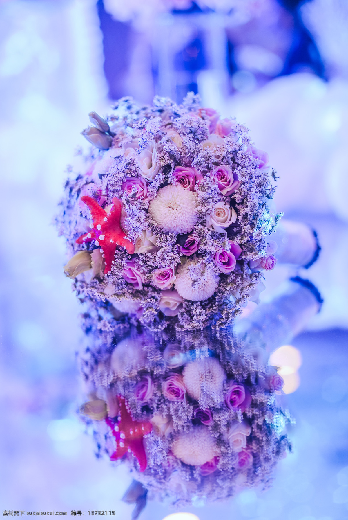 婚礼摄影 海洋婚礼 蓝色 粉色 玫瑰花 紫色 海星 雪球 摄影照片 生活百科 生活素材