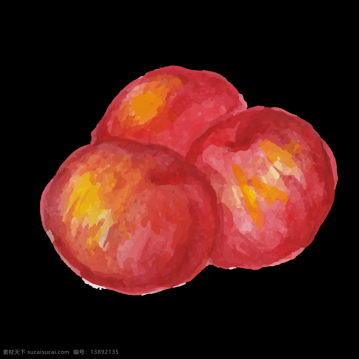 手绘 红色 苹果 元素 水果