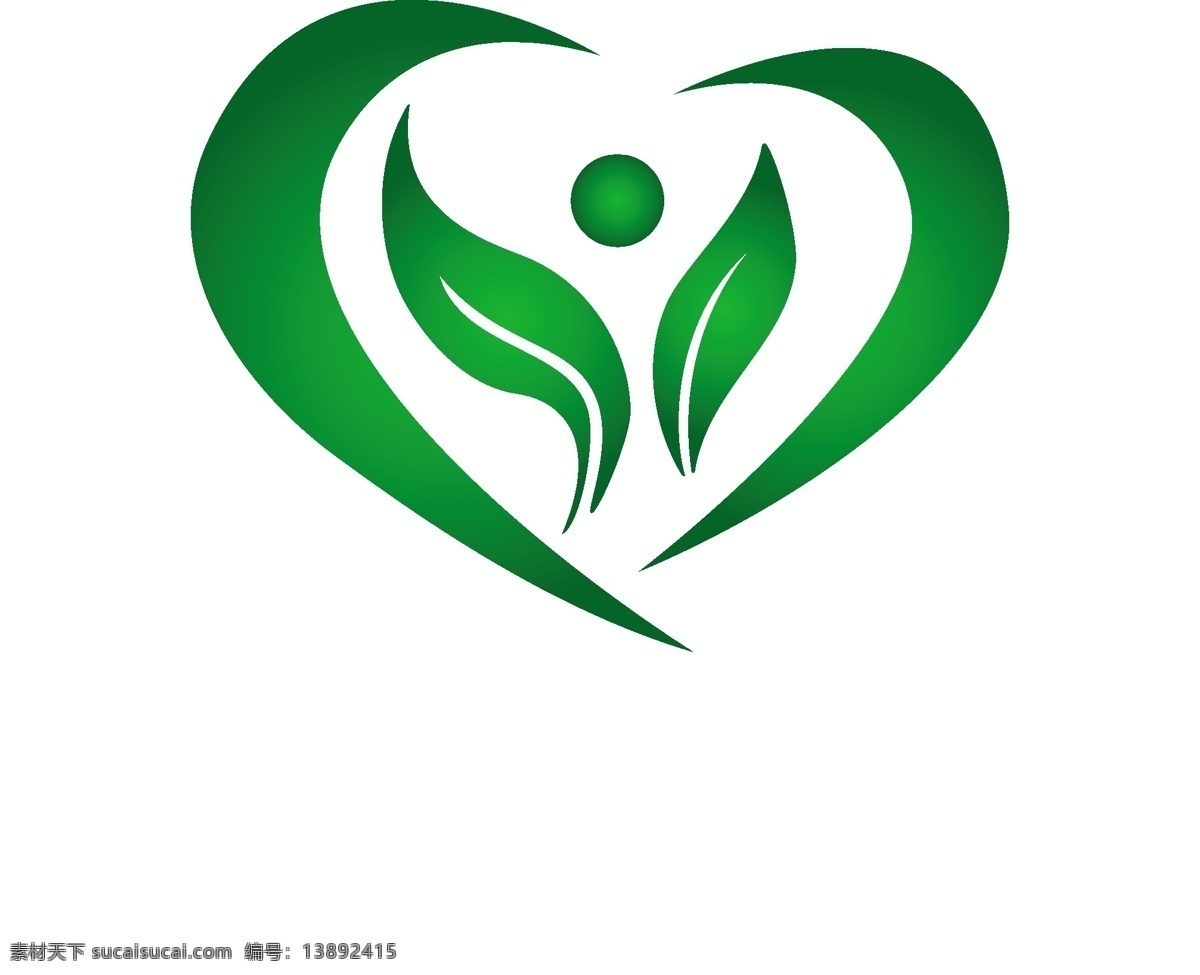 helbal 心脏 徽标 logo 模板 绿色 企业商标 logo模板