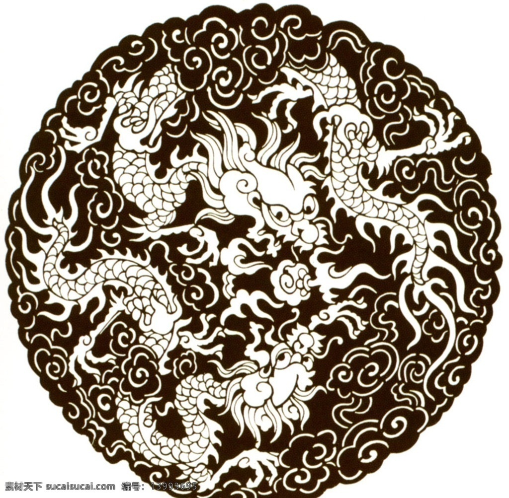 中国 民间 剪纸艺术 二龙戏珠 中国民间 剪纸 艺术 二龙 戏珠 传统文化 文化艺术 矢量