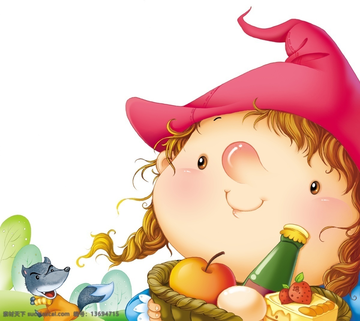童话故事 小红帽 低幼儿童插画 小红帽大灰狼 分层 源文件