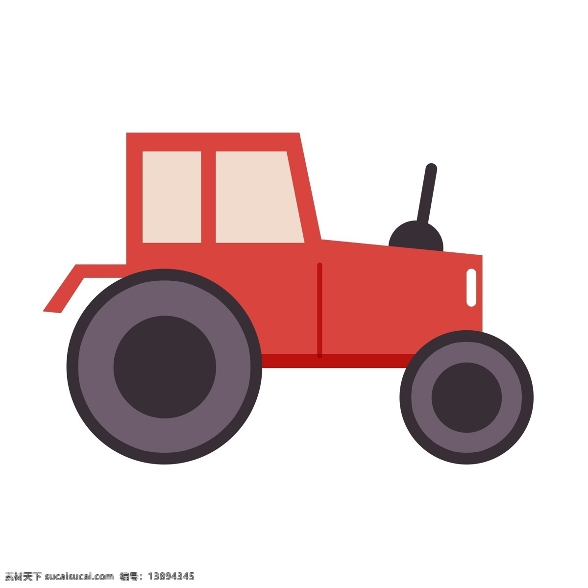 农业 红色 卡通 拖拉机 手绘 插画 五一 劳动节 车 机动车 农用 农村 劳动 勤劳 扁平