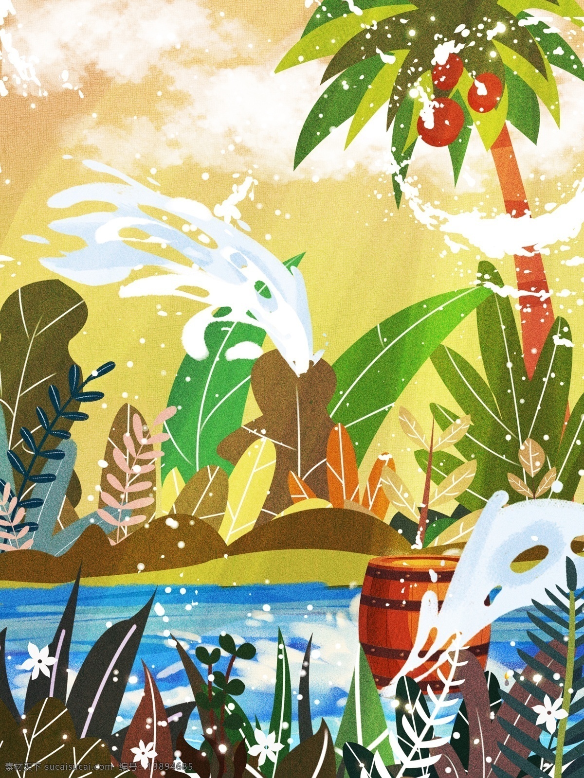 傣族 泼水节 背景 傣族背景 少数民族 椰树 广告背景 通用背景 psd背景 背景展板 背景展板图 背景图