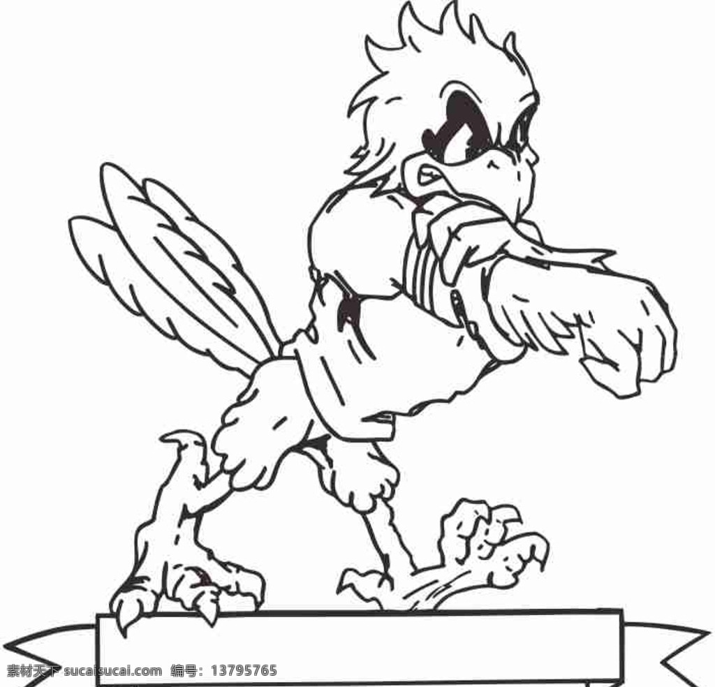 矢量图 卡通 线条图 手绘 素描 雕刻 水彩画 动漫 动物 鹰