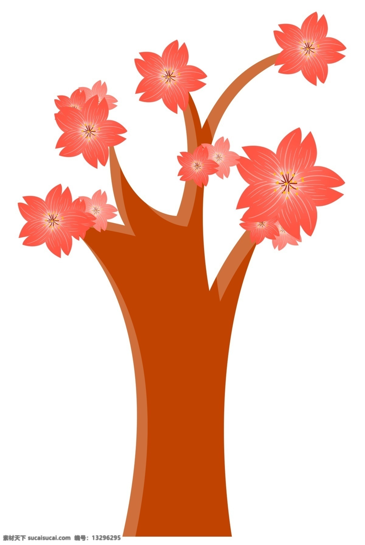 漂亮 樱花树 插画 红色樱花 日本樱花 花朵 唯美樱花 树 樱花树插图 漂亮的樱花树 漂亮的樱花