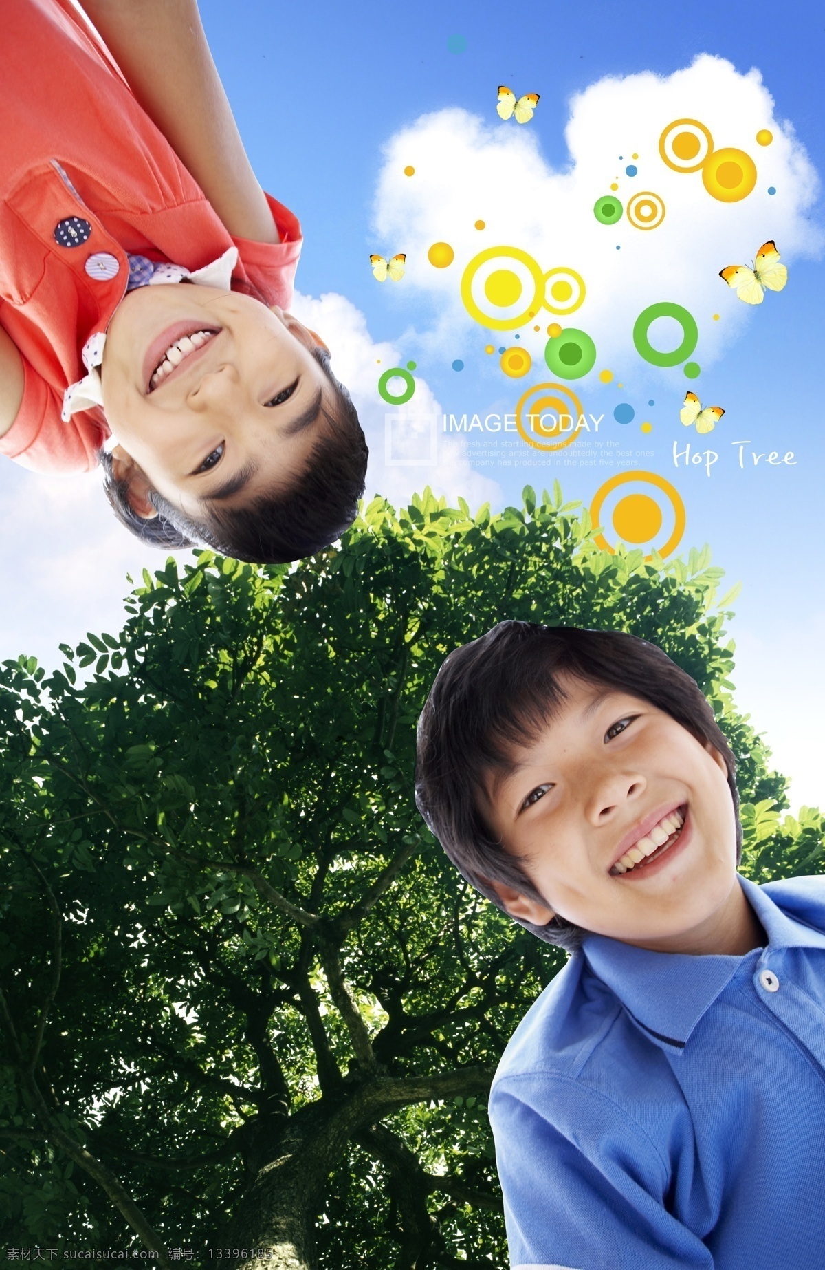 大树 开心 孩子 分层 树木 小孩 psd源文件