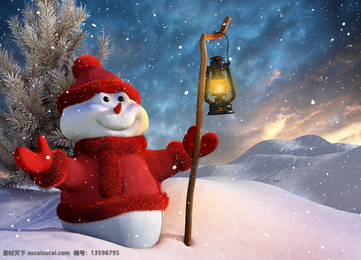 可爱 雪人 圣诞主题 圣诞节 节日素材 新年素材 雪景 冬天雪景 雪地 美丽雪景 节日庆典 生活百科