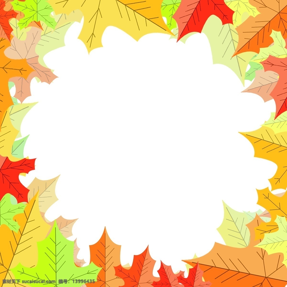 漂亮 树叶 边框 插画 黄色 手绘树叶边框 卡通树叶边框 树叶边框装饰 秋季边框