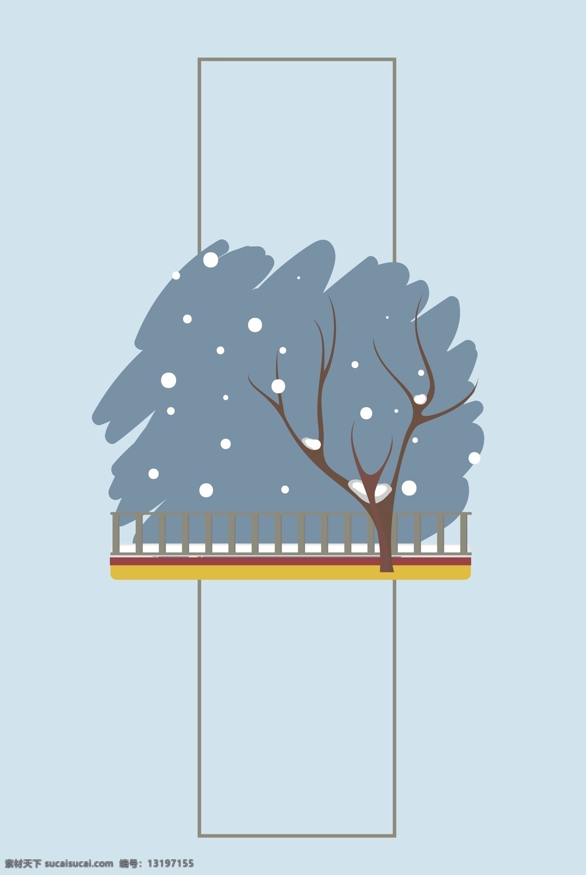 唯美 冬季 雪地 雪景 背景 手绘背景 下雪天背景 蓝色背景 树木背景 冬季背景