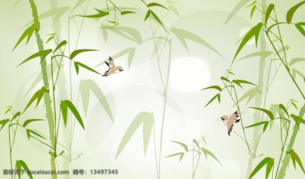 竹子 飞鸟 背景墙图片 背景墙 电视背景墙 现代背景墙 中式背景墙 分层