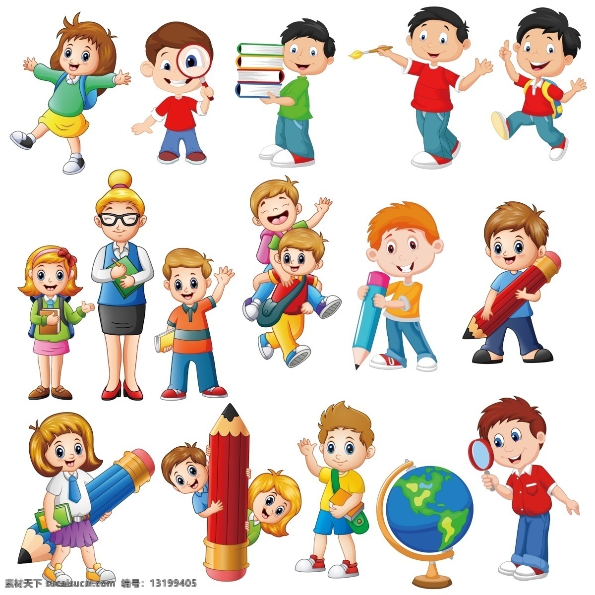 卡通素材 卡通学习 卡通小人 卡通人物 卡通学生 卡通音乐 学习 卡通小学生 分层
