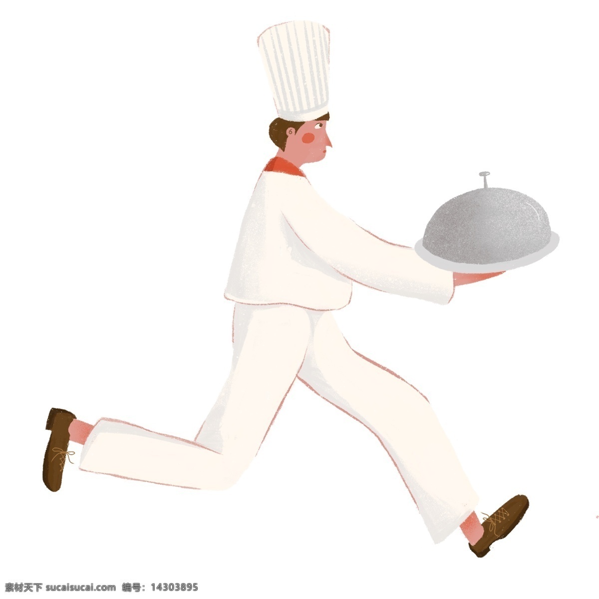 奔跑 的卡 通 厨师 人物 卡通厨师 跑步