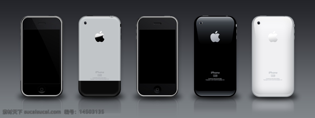 apple iphone 3gs样机 分层 源文件 正面 反面 3gs 黑色 白色 苹果 前视图 后视图