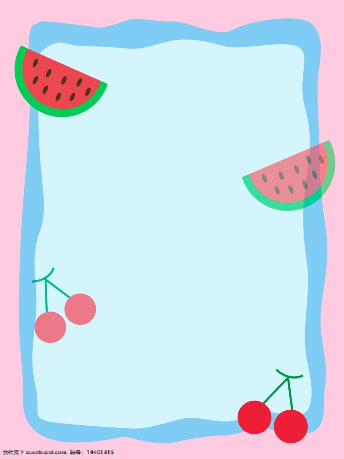 小 清新 水果 粉 蓝色 边框 背景 小清新 粉蓝色 西瓜 樱桃