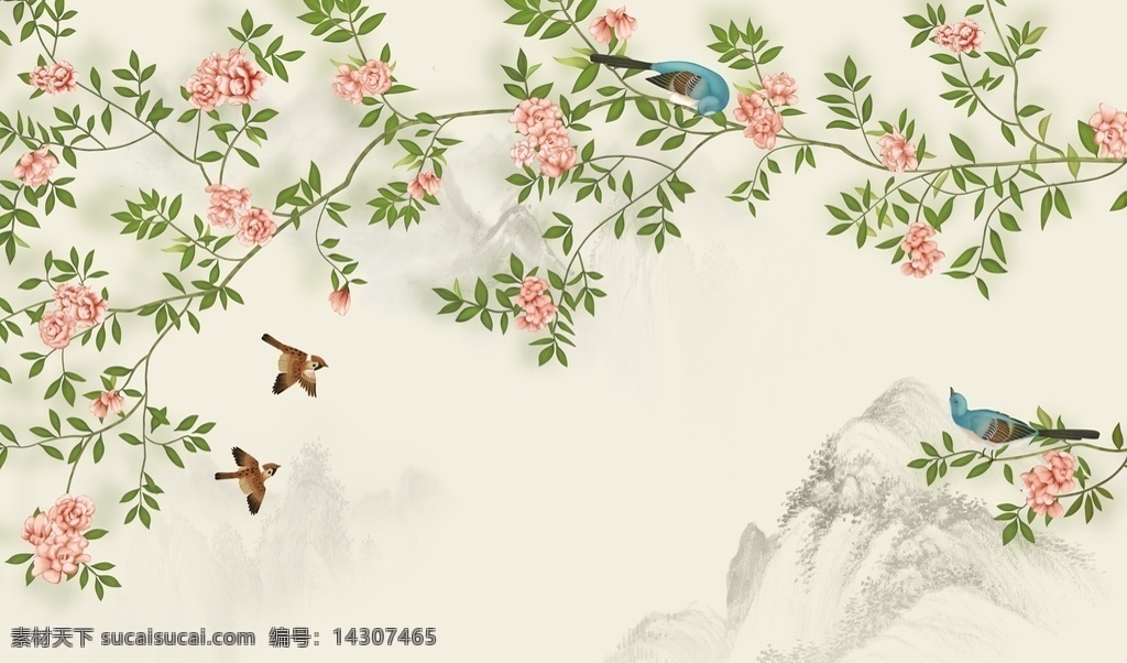 中式 中式装饰画 装饰画 新中式 花鸟装饰画 国画花鸟 花鸟国画 文化艺术 传统文化