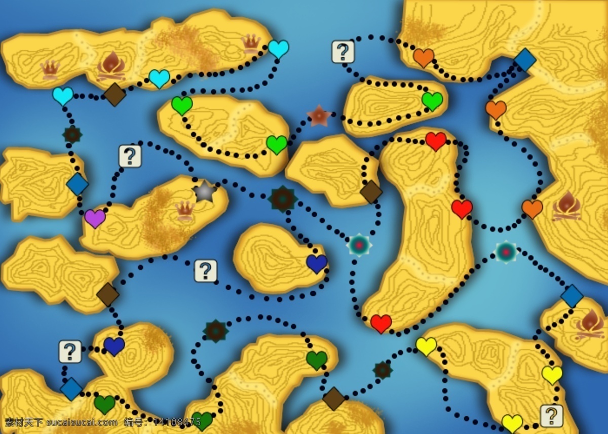 游戏地图 游戏 地图 路线 海洋 板块 移动界面设计 游戏界面