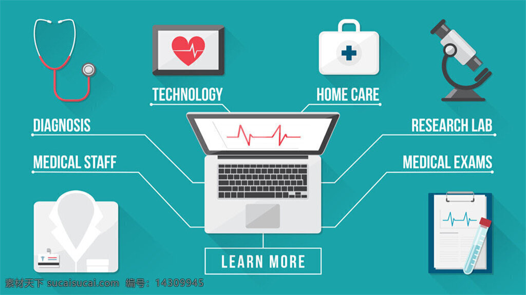 电脑 医疗仪器 医疗 仪器 矢量 听诊器 急救箱 心电图