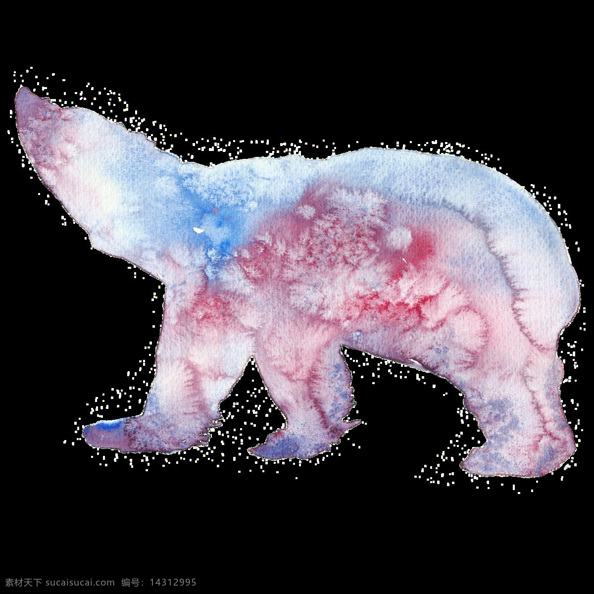 手绘 雪 花纹 动物 透明 装饰 图案 熊 北极熊 彩墨画 雪花纹 吼叫的熊