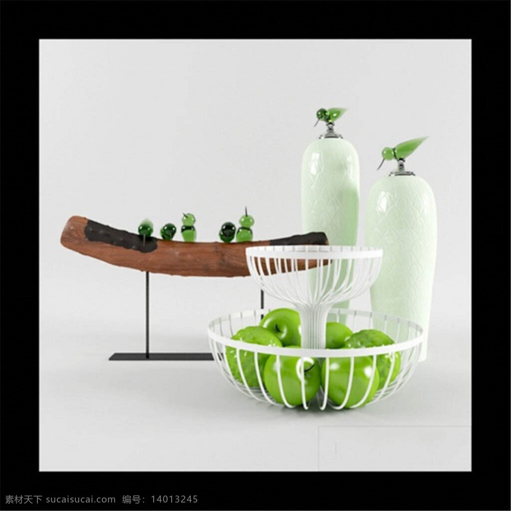 家居 装饰品 3d 模型 欧式 max 玻璃器皿 黑色 台灯 烛台 盆栽