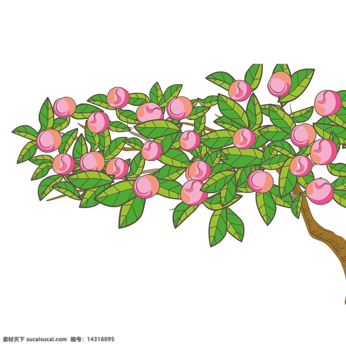 手绘 卡通 桃树 元素 商用 免扣素材 透明素材 桃树元素