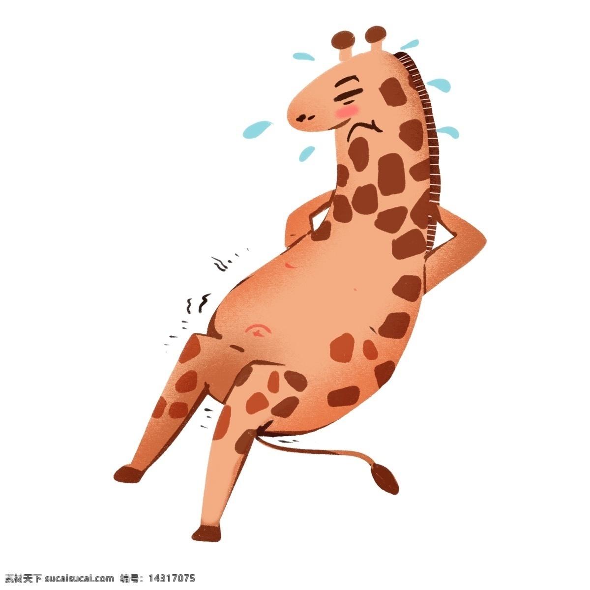 肥胖 可爱 动物 拟人化 长颈鹿 肥胖动物 可爱动物 动画插画 拟人动物 拟人 减肥 运动 健身 动物手绘 仰卧起坐
