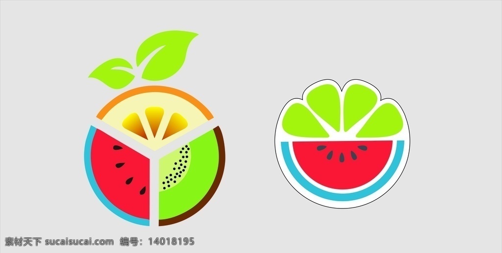 水果标记 水果logo 苹果 梨 西瓜标记