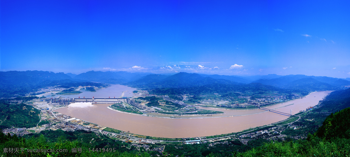 三峡大坝全景 三峡 大坝 高峡平湖 蓝天 长江 全景 宜昌风光 国内旅游 旅游摄影