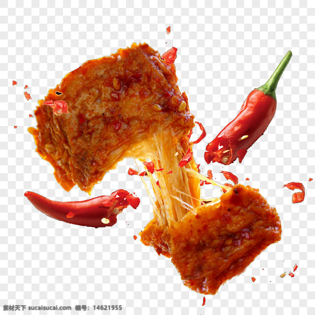 麻辣素牛排 素食美食 辣椒调味 健康饮食 香辣风味 植物蛋白 辣味素肉 素食菜品 麻辣风味 辣椒点缀 拉丝效果 独特口感 麻辣零食