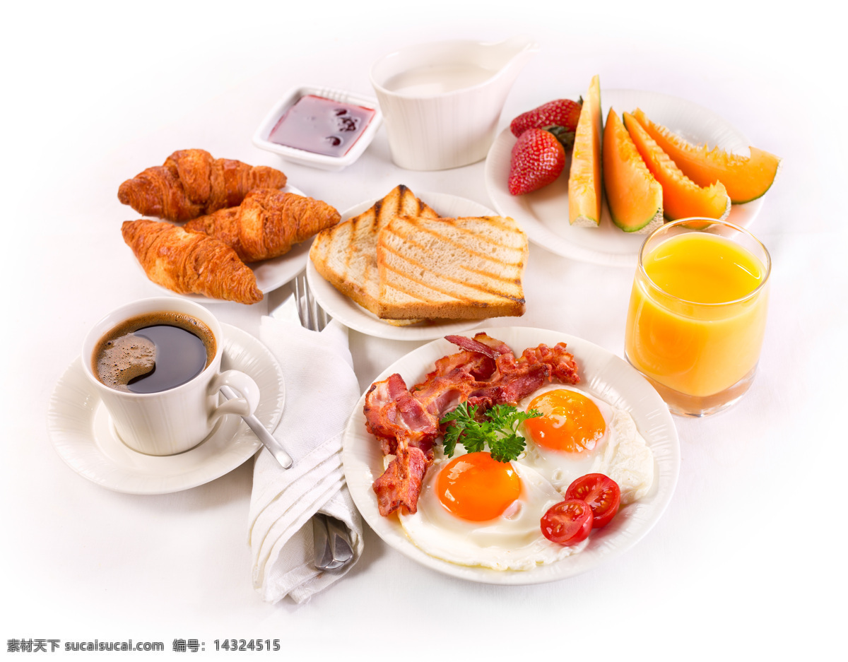 丰盛 早餐 鸡蛋 饮料 面包 食物 美食 美食图片 餐饮美食