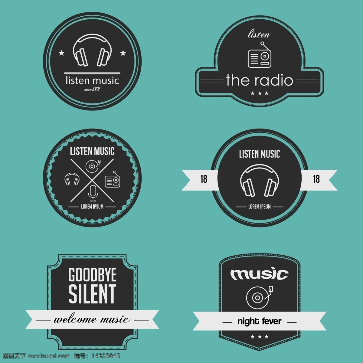 广播 音乐 标签 耳麦 收音机 麦克风 矢量 高清图片