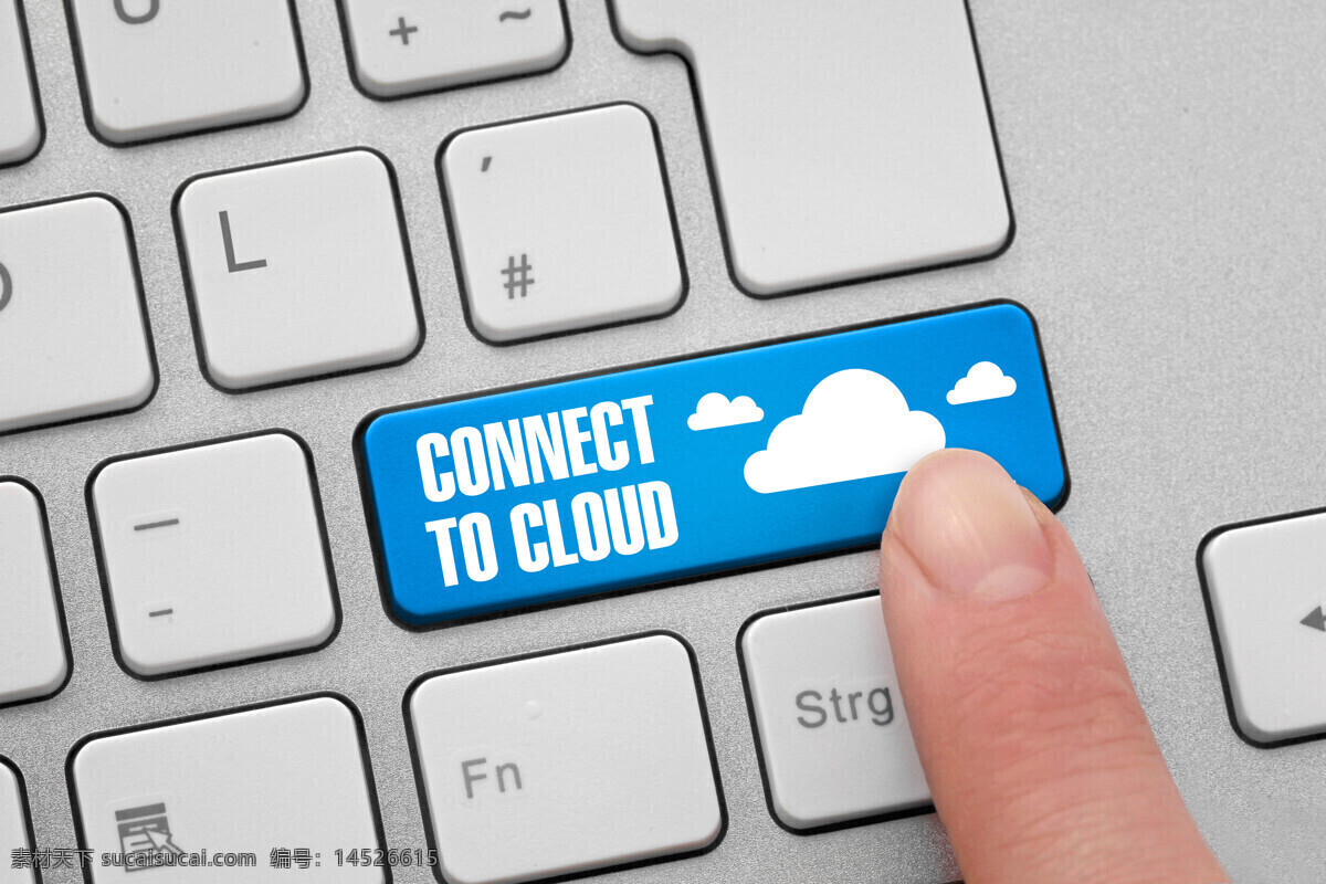 键盘 上 蓝色 键 帽 键帽 云系统 手指 信息科技 现代科技 通讯网络