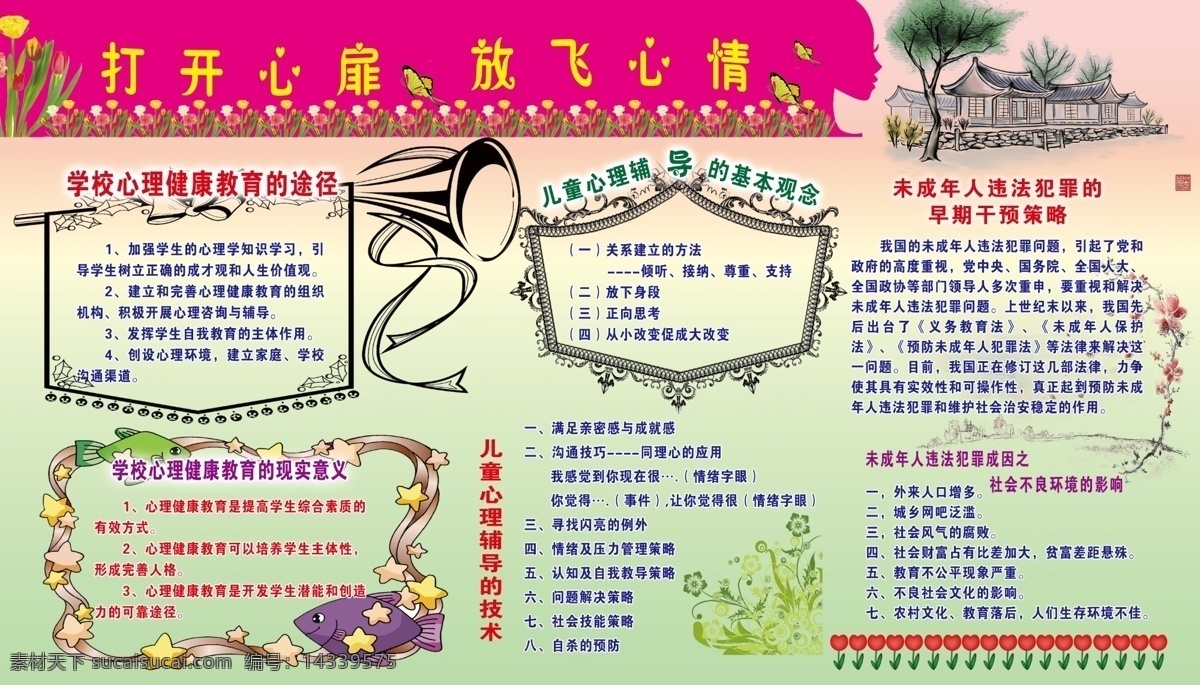 广告设计模板 教育 心理 学校 学校展板 源文件 展板模板 心理教育 展板 模板下载 心理教育展板 心理室 心理教学 打开心扉 放飞心情 其他展板设计