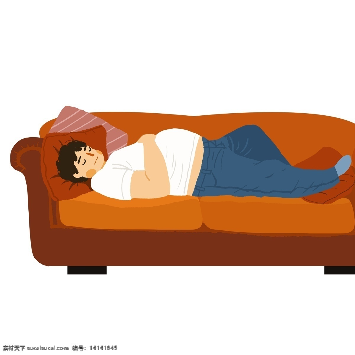 躺 沙发 上 睡觉 肥 宅 插画 肥仔 人物 男孩 手绘 肥宅 快乐 时光