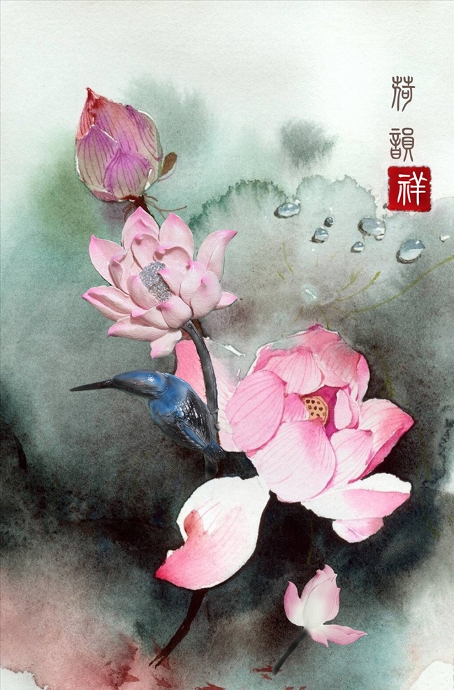 水墨 荷花 无 框 画 中式玄关 古典玄关 3d玄关 立体玄关 玉雕玄关 时尚玄关 过道玄关 背景墙 中式屏风 隔断墙 装饰画 玄关画 移门图 墙画 壁画 文化艺术 绘画书法