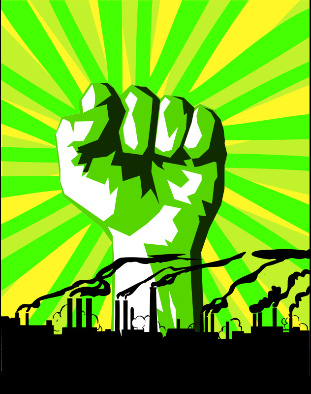 绿色 力量 对抗 污染 生态学 绿色电力 插画集