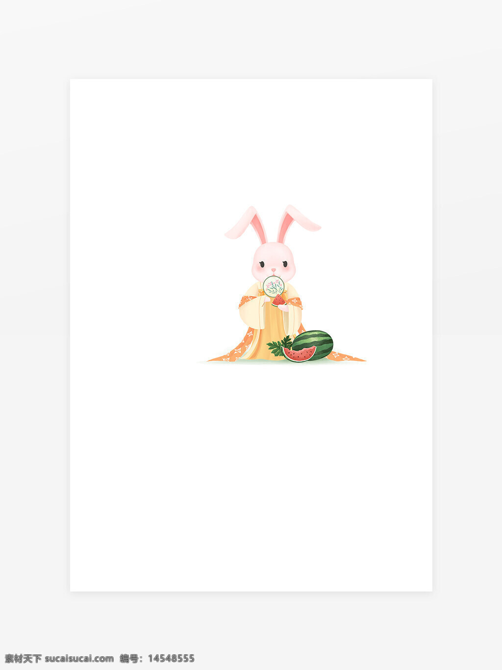 2023 癸卯 兔年 兔子 吃瓜 新年 可爱 卡通 小兔子 红