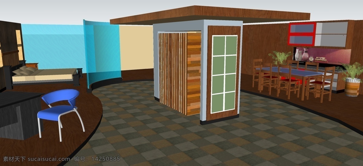 展厅 方案 木制品 3d模型素材 室内场景模型