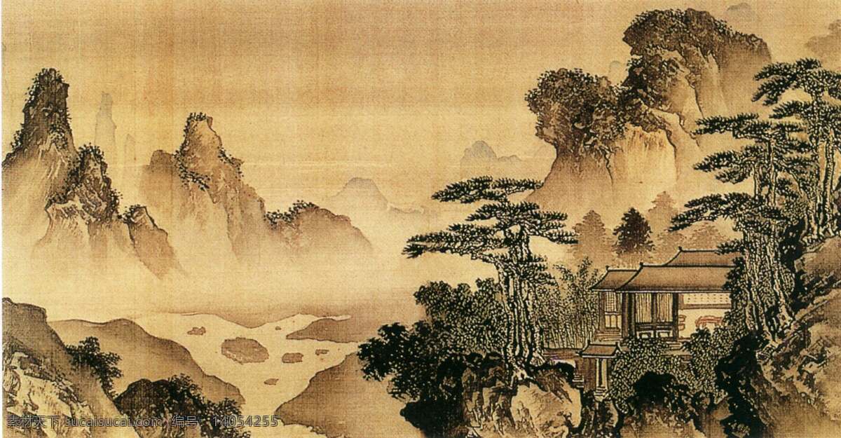中国山水画 意境悠远 文化艺术 传统文化 中国风 山水画 设计图库