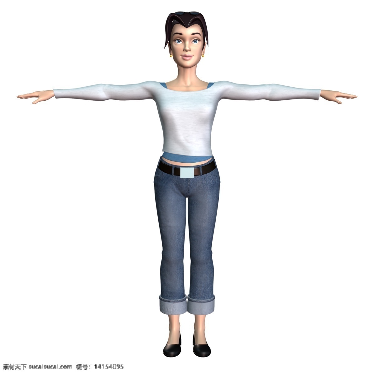女式 休闲装 3d 3d设计模型 成人 动漫 角色 卡通 人物 女式休闲装 站立 游戏 展示模型 源文件 psd源文件