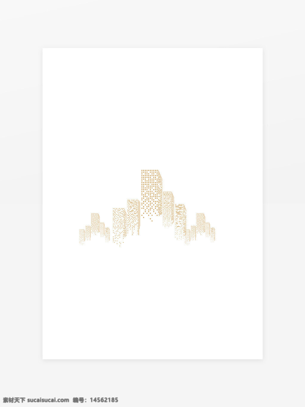 城市 手绘城市 线条 正方形 金色线条城市