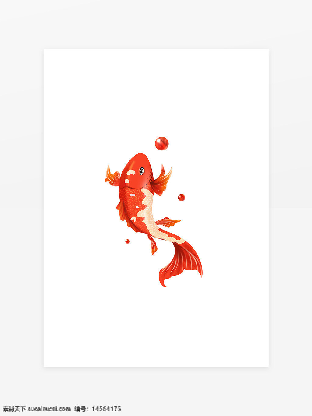 红色鲤鱼元素 鱼 中式元素 年年有鱼 手绘鱼插画