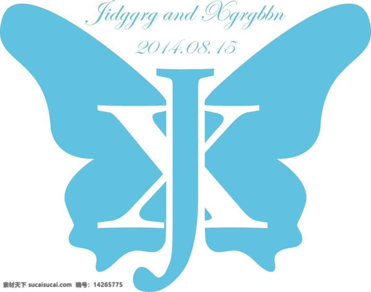 蝴蝶 logo j logo设计 个性 婚礼 婚庆 简洁 蓝色 x 矢量图