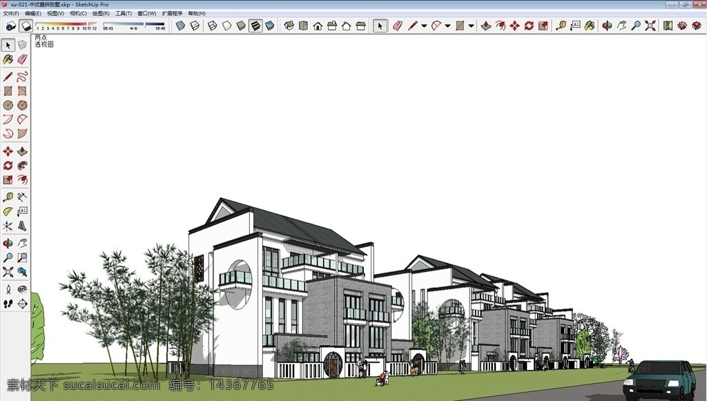 别墅63 别墅模型 中式 环境设计 排屋模型 建筑设计 skp