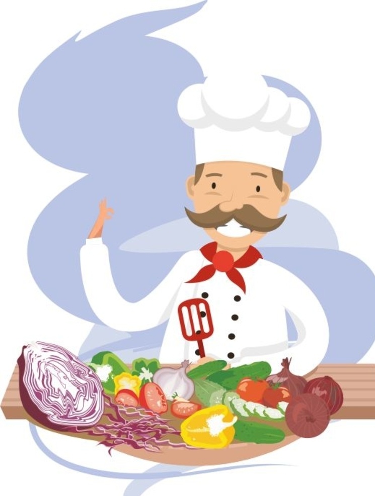 厨师 美食 人物 扁平化 商业人物 健康 卡通设计