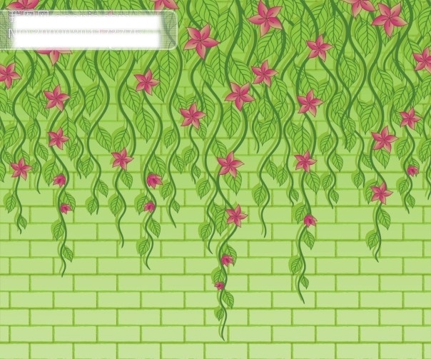 墙体 自然风景 花儿 绿色植物 墙壁 矢量图 田园风光 叶子 自然景观 矢量 墙体自然风景 垂直 而下 花朵 其他矢量图