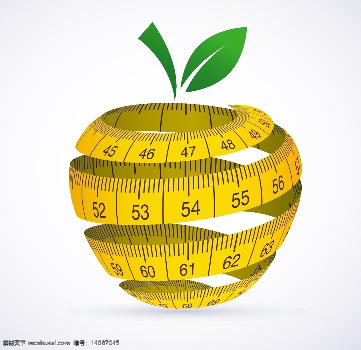创意 标尺 苹果 插画 减肥 水果