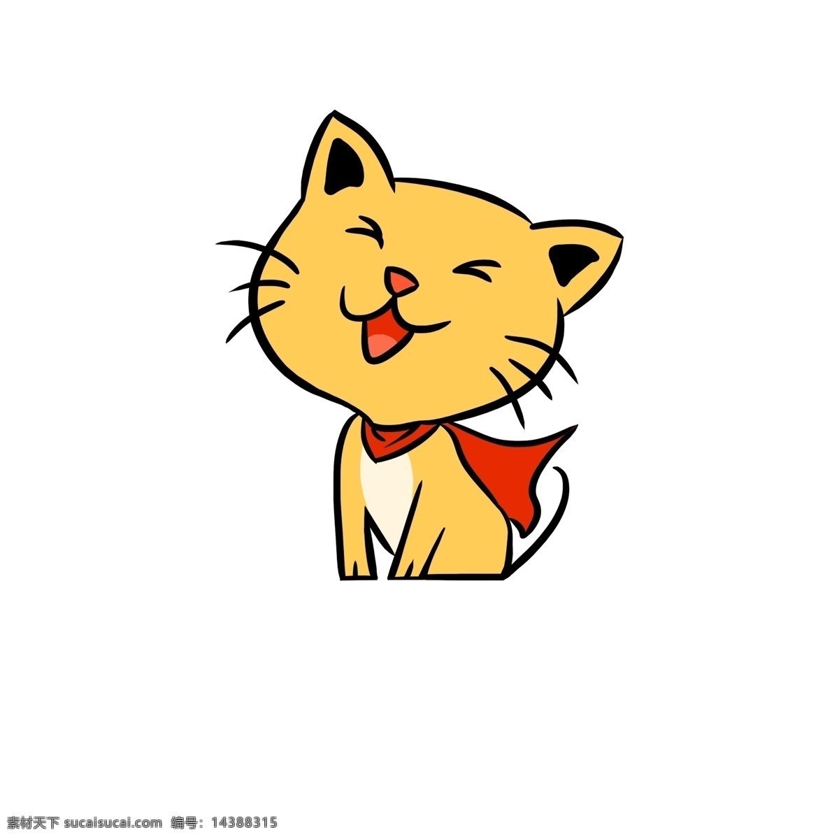 可爱小猫咪 猫咪 黄色 披风 红色 撒娇 胡须 喵喵