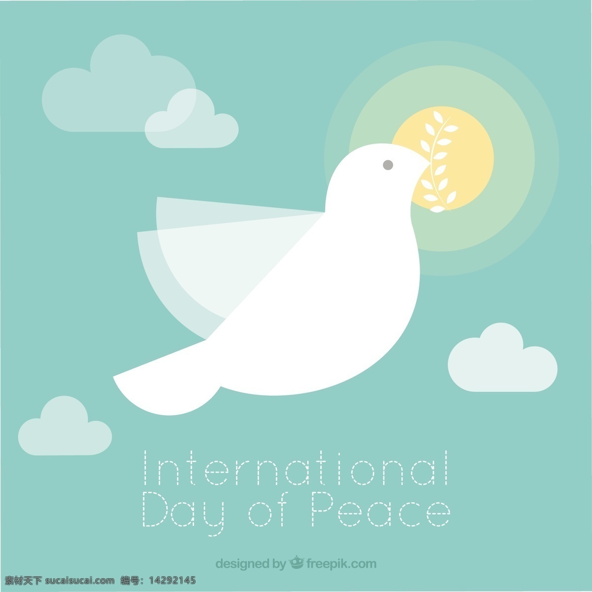 太阳 背景 飞翔 鸽子 教育 世界 云 庆典 节日 帮助 橄榄 和平 未来 象征 自由 分支 文化 庆祝 简约 国际 日